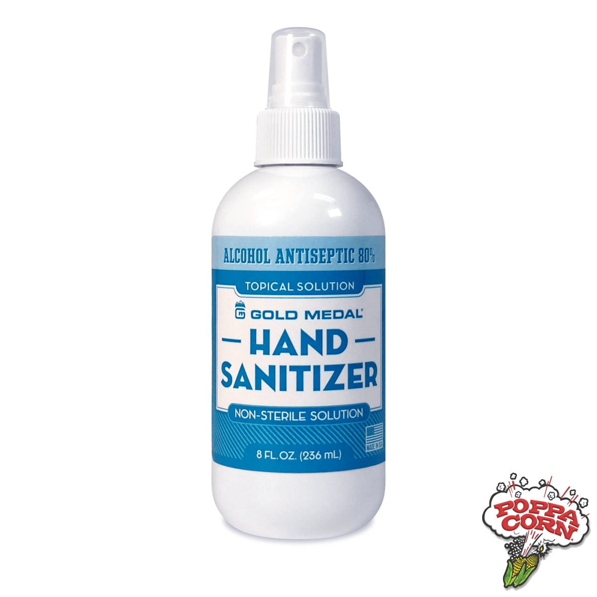 Hand Sanitizer (Alcohol Antiseptic 80%) 8-oz. Spray Bottle - Poppa Corn Corp