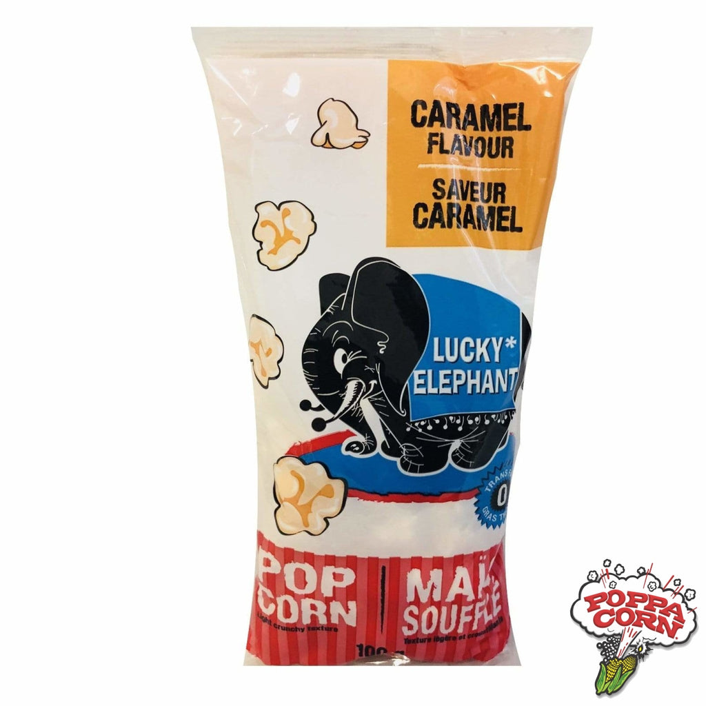 Lucky Elephant Caramel Flavoured Popcorn - 24 x 100g/Case - Poppa Corn Corp
