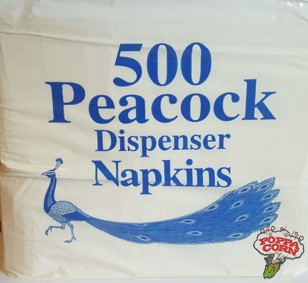 NAP001 - Junior Peacock Dispenser Napkins - 9000/Case - Poppa Corn Corp