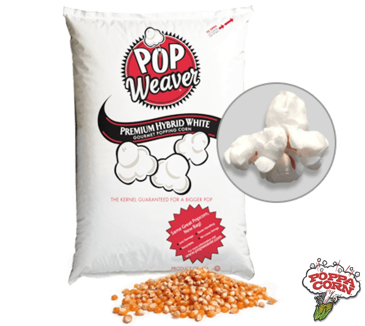 **NEW** Pop Weaver - Premium Hybrid White Gourmet Popping Corn 50lb bag - Poppa Corn Corp