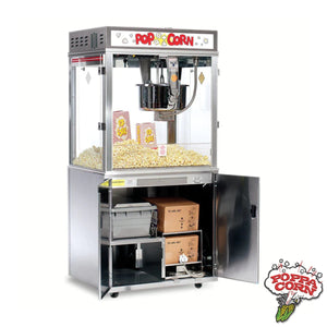Pop-O-Gold 32 oz. Machine à pop-corn modèle au sol avec système d'huile BIB - Poppa Corn Corp