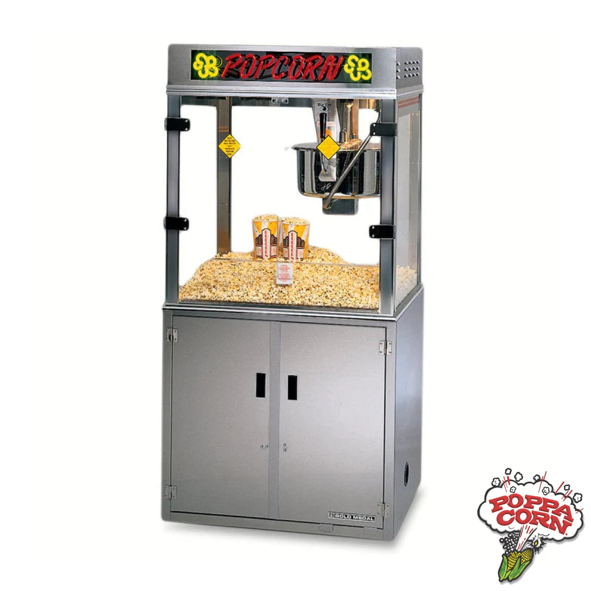 Pop-O-Gold 32-oz. Popcorn Machine with LED Neon Sign & Base - GM2011ENB - Poppa Corn Corp