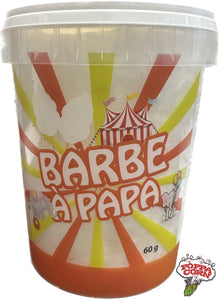 Poppa Corn's WHITE Cotton Candy Tubs - Pots de barbe à papa préemballés - 24 x 60 g/boîte - S112WHITE - Poppa Corn Corp