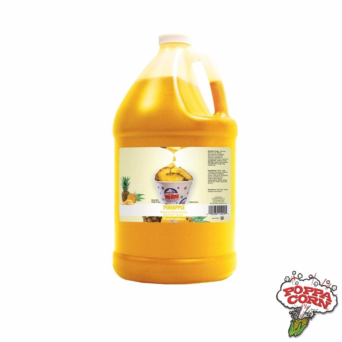 SNK008 - Pineapple - Sno-Treat Flavor Sno-Kone® Syrup - 4L Jug - Poppa Corn Corp